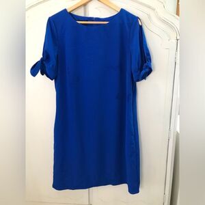 AB Studio Women’s Cobalt Blue Pockets Slit Sleeve Shift Dress Size 10